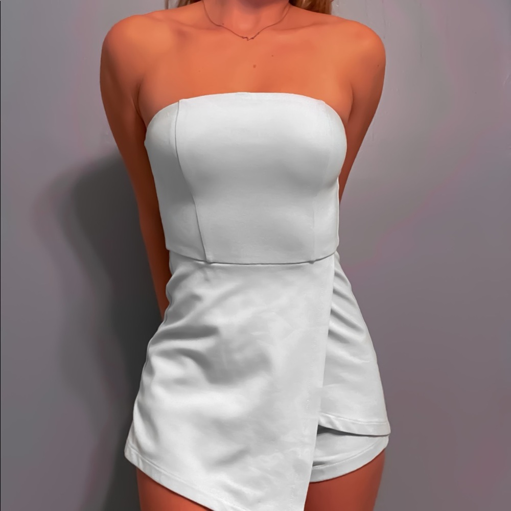 Revolve Light Blue Strapless Romper